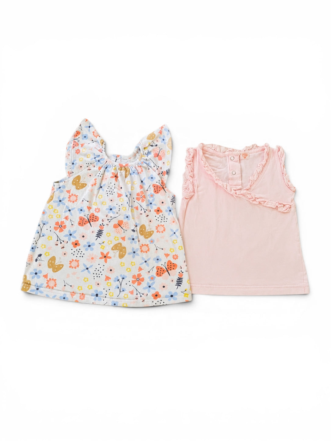 2er-Pack Sommer Top Weiss & Rosa Rüschen