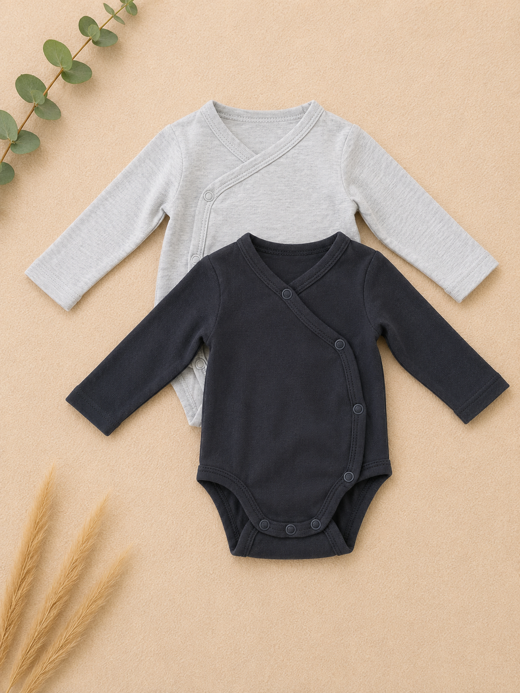 2er-Pack Wickelbody Grau & Navy