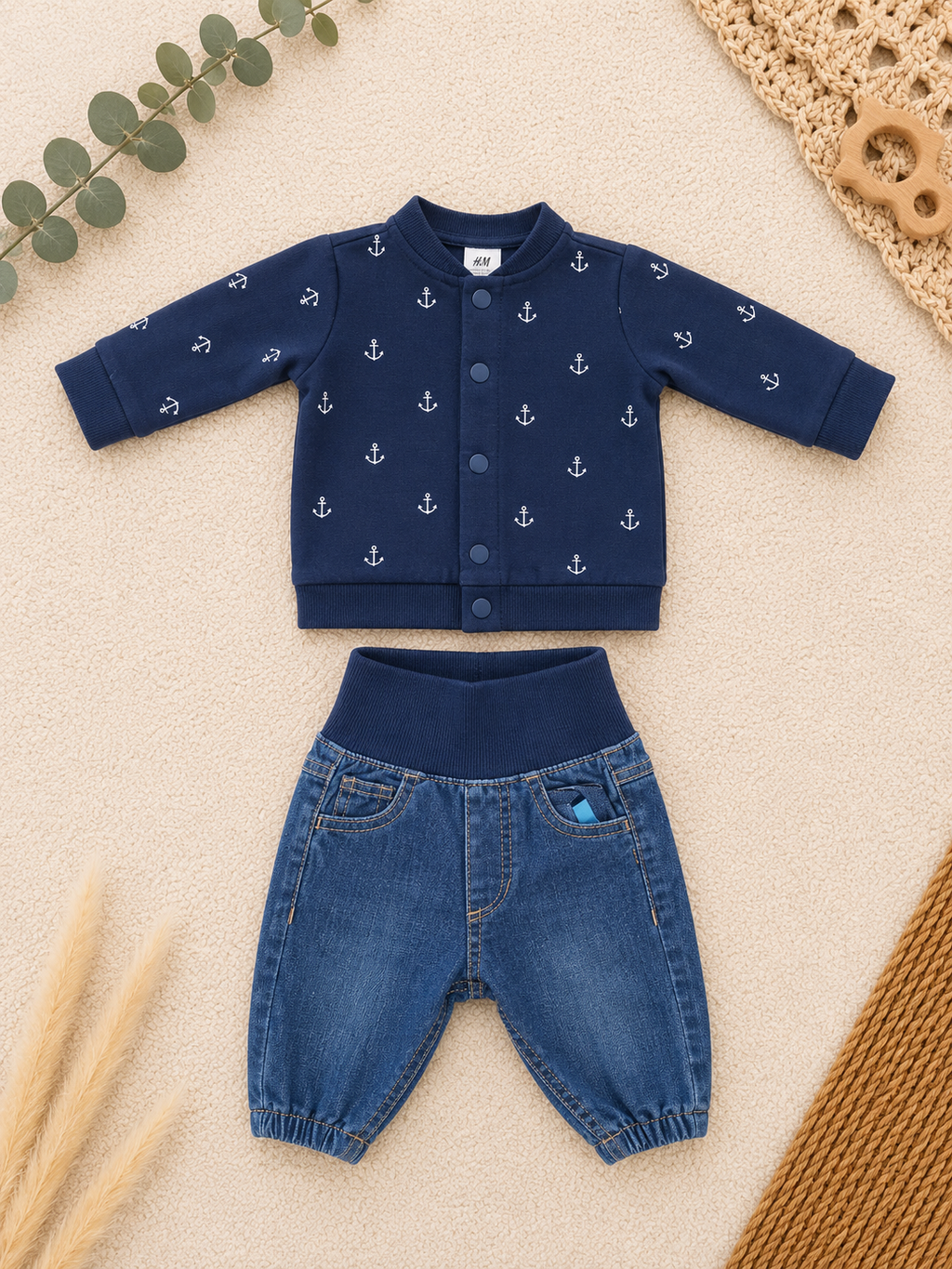 H&M Babyjacke Marine mit Anker-Print