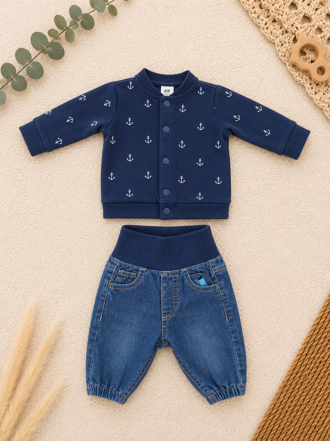 H&M Babyjacke Marine mit Anker-Print