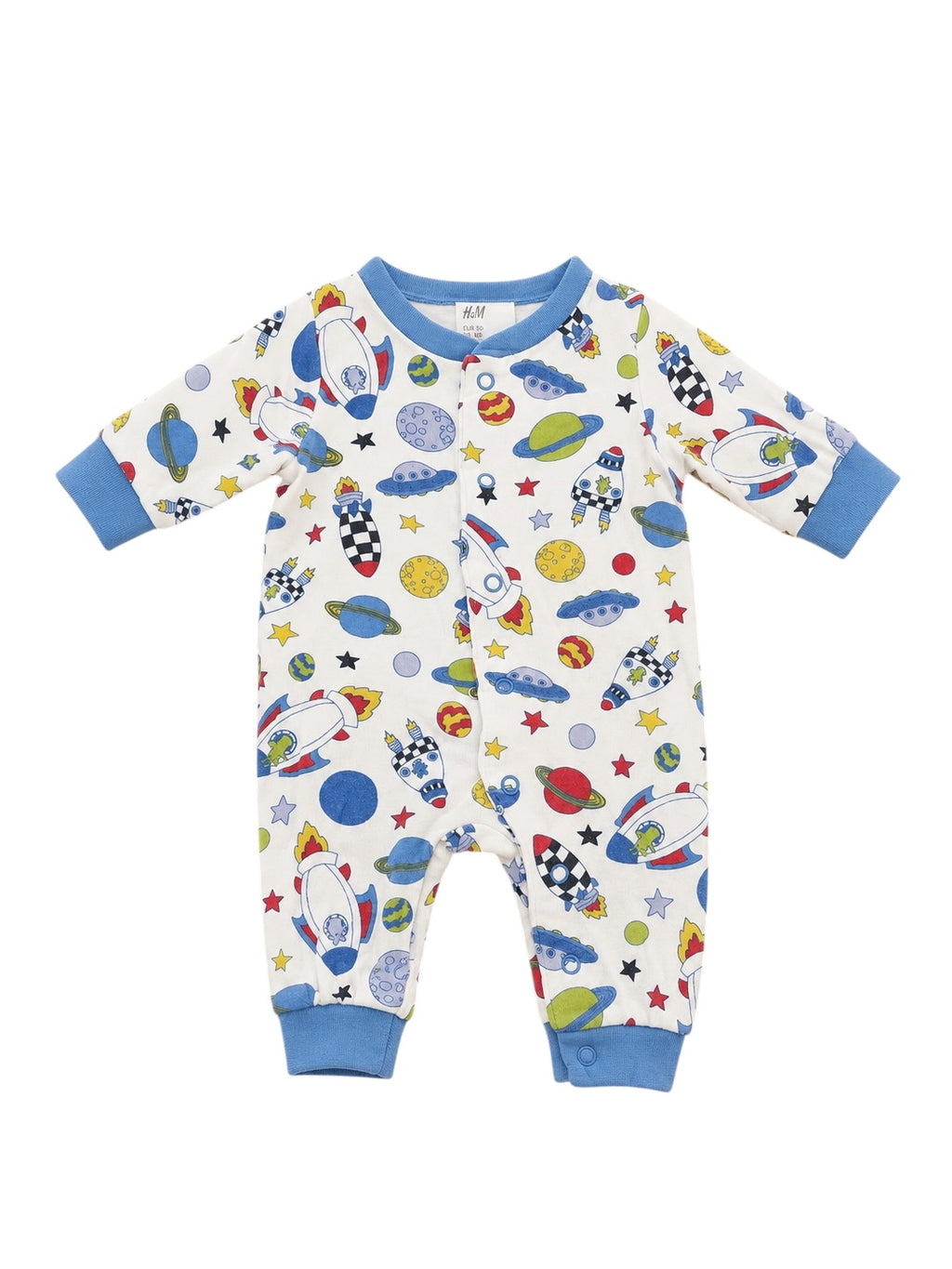 H&M Baby-Overall Weiß Weltraum Print