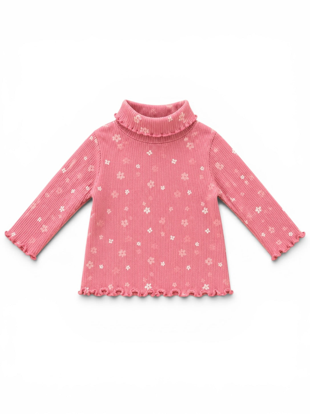 Baby Rollkragenpullover Rosa Blumen