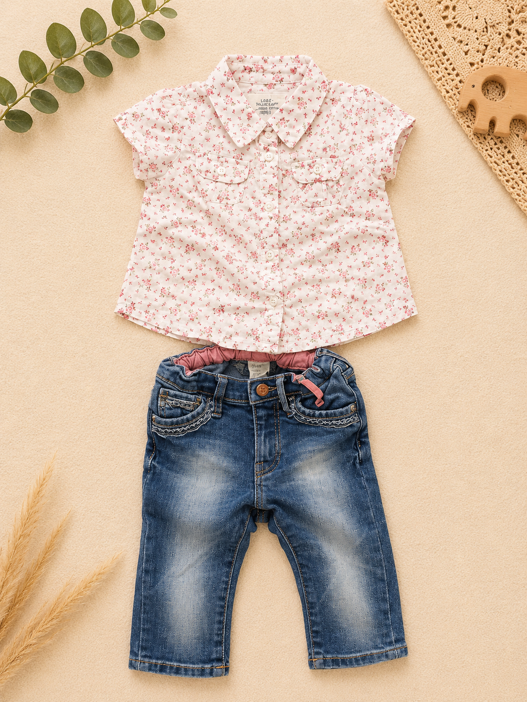 Mädchen-Set mit Bluse und Jeans
