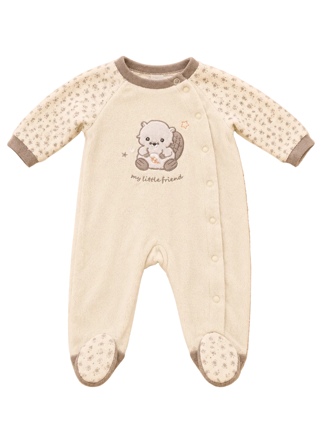 Baby Nicki Strampler Beige mit Bärchenmotiv