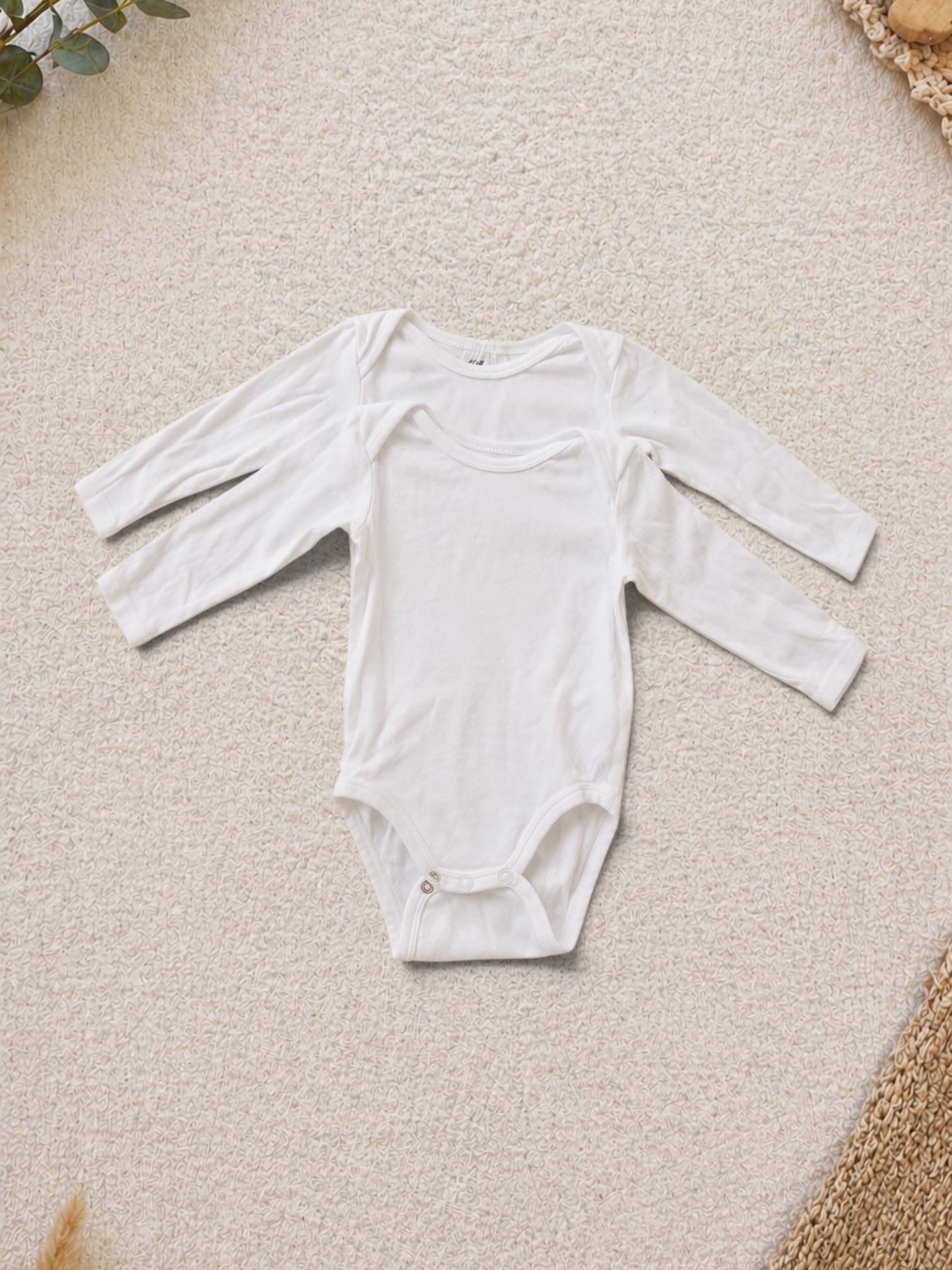 H&M 2er-Pack Langarm-Body Weiss Uni
