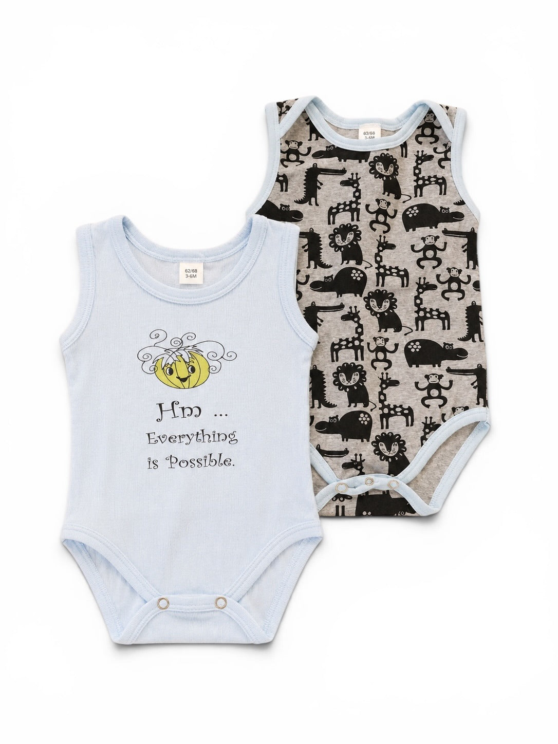 2er-Set ärmellose Bodys mit Tiermotiven