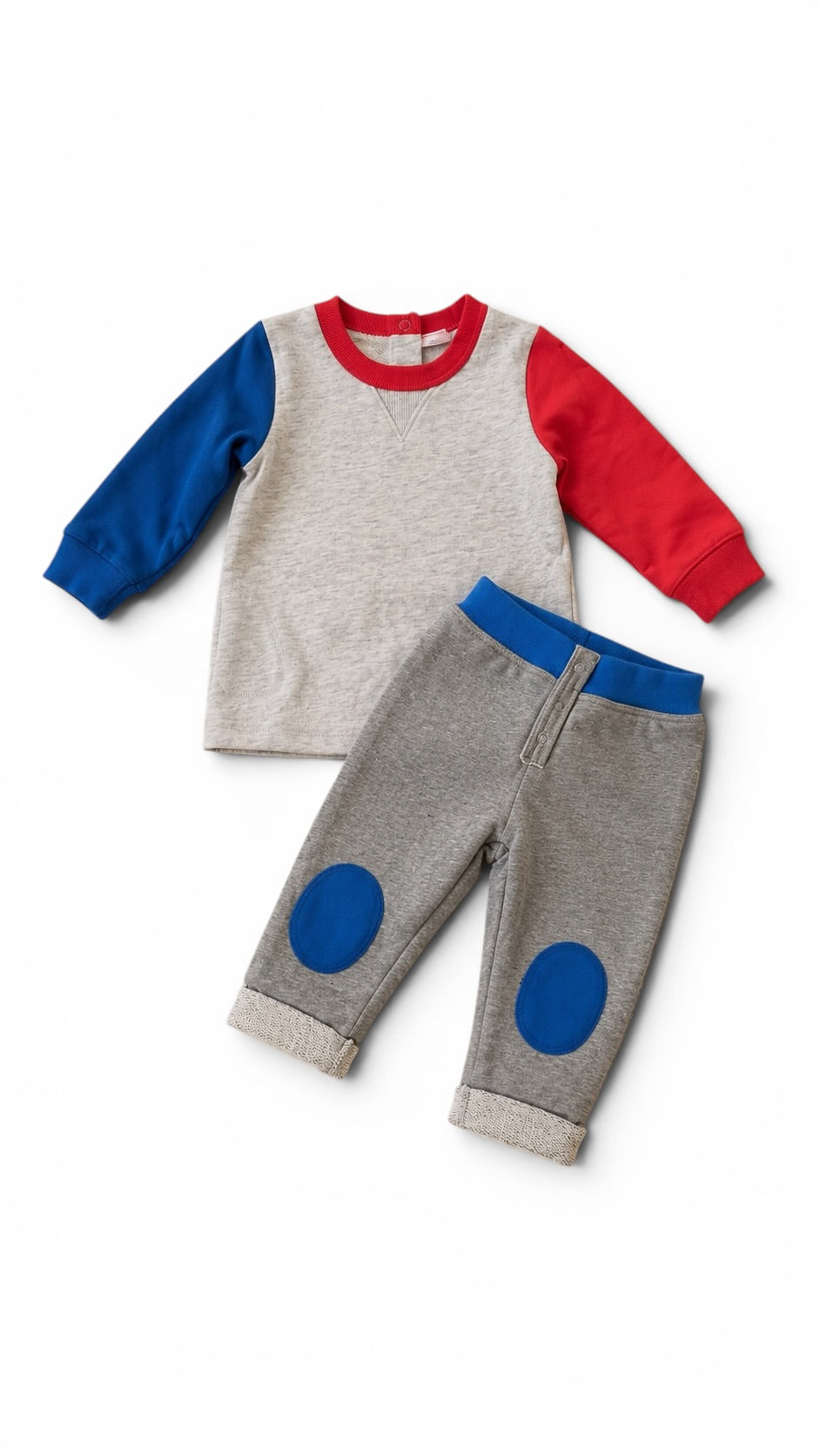 Sportliches 2-teiliges Set in Grau, Blau & Rot