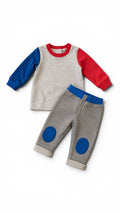 Sportliches 2-teiliges Set in Grau, Blau & Rot