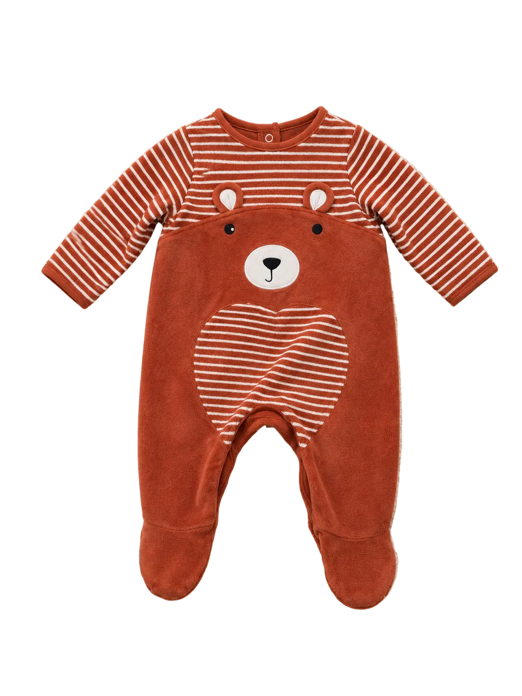 Baby Strampler Rostrot mit Bärenmotiv C&A
