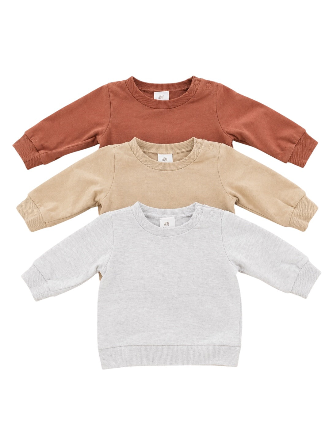 H&M Baby-Sweatshirts 3er-Set Beige Braun Grau