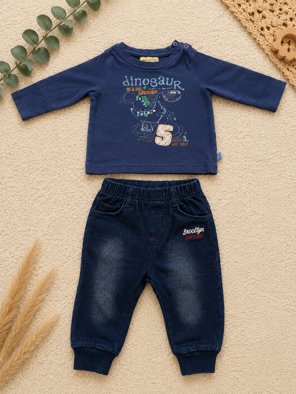 Baby Velours Set Elefant Beige