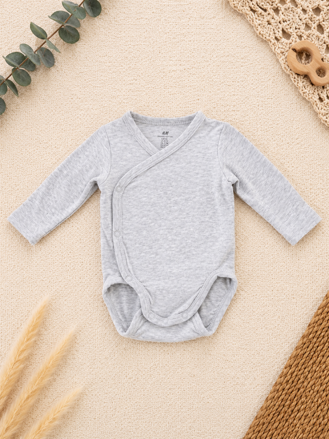 H&M Baby-Wickelbody Grau Meliert
