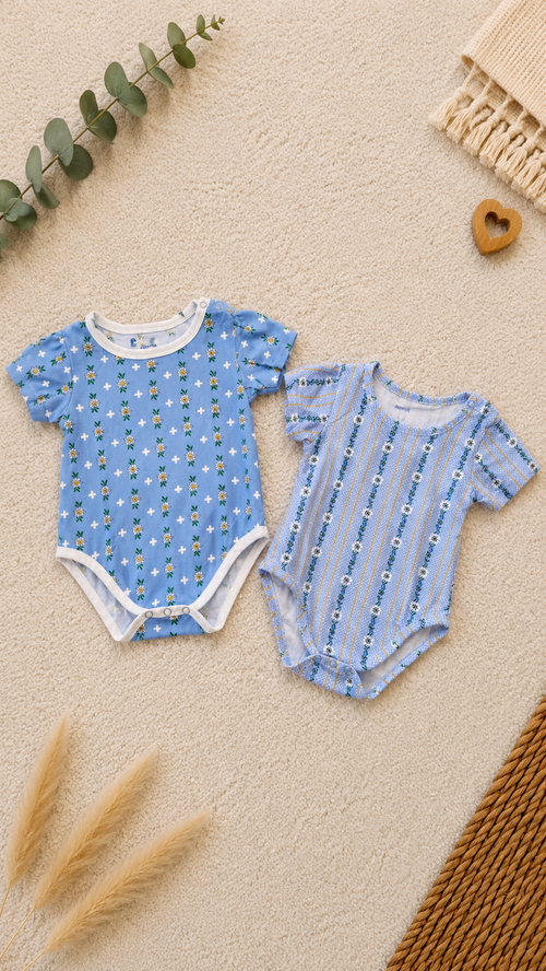 2 sommerliche Babybodys mit Blumenmuster