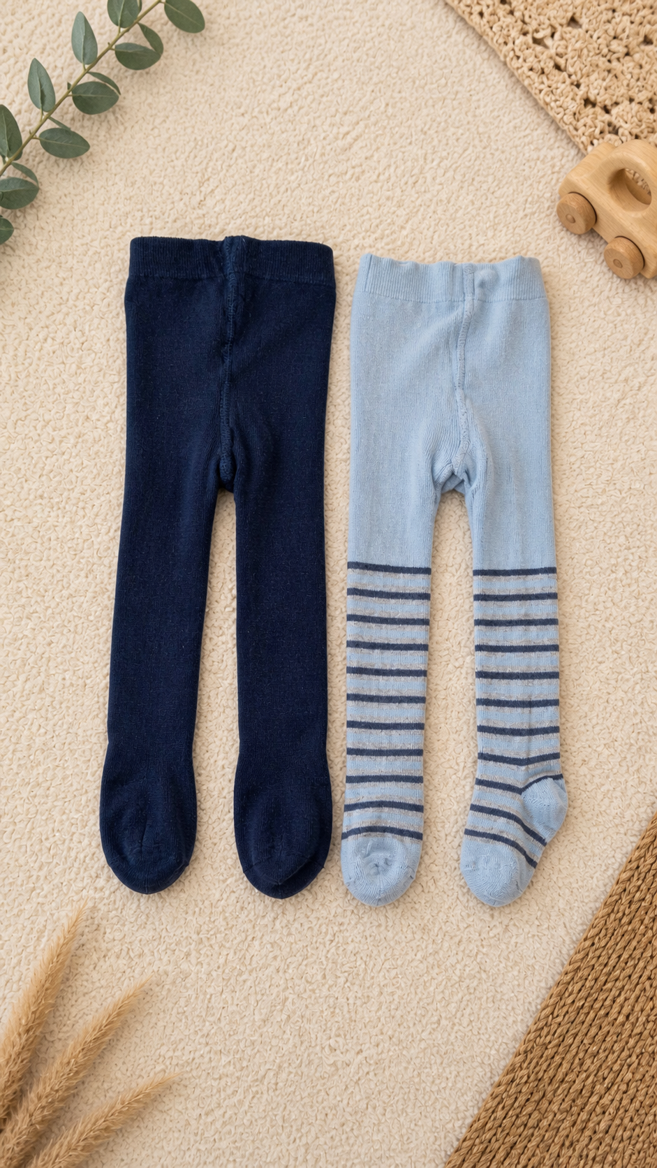 2 süße Baby-Strumpfhosen in Blau-Tönen C&A