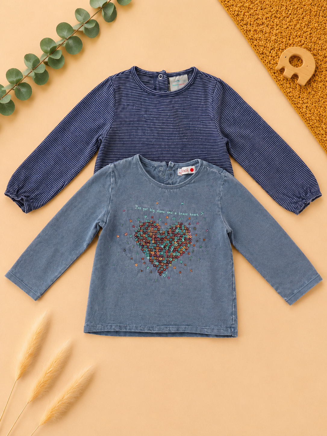 2 Langarmshirts Blau