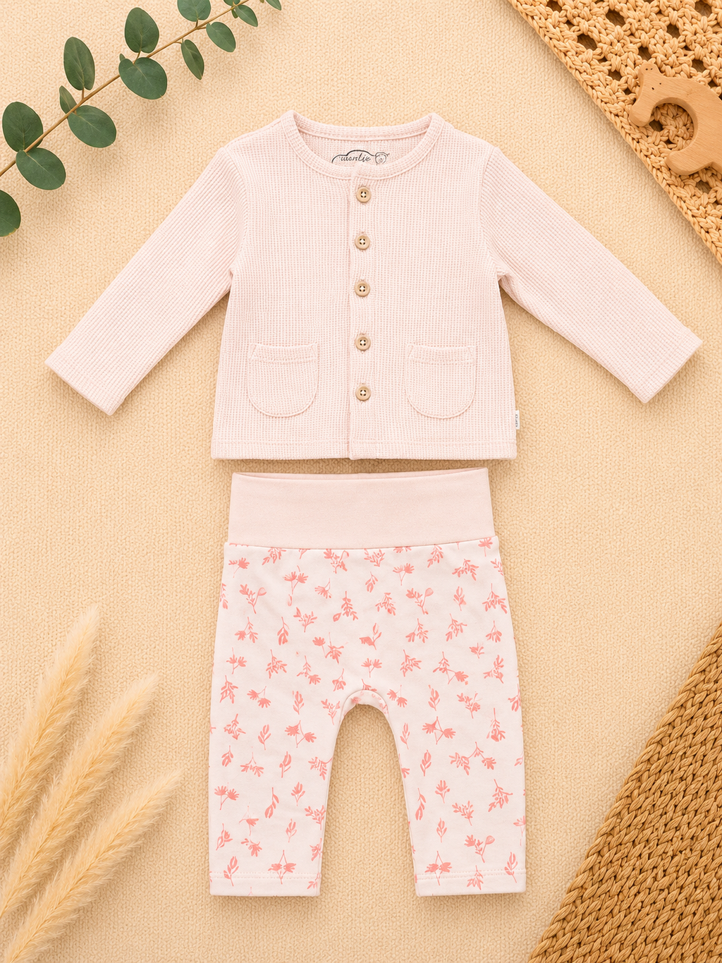Baby Strick Set Rosa