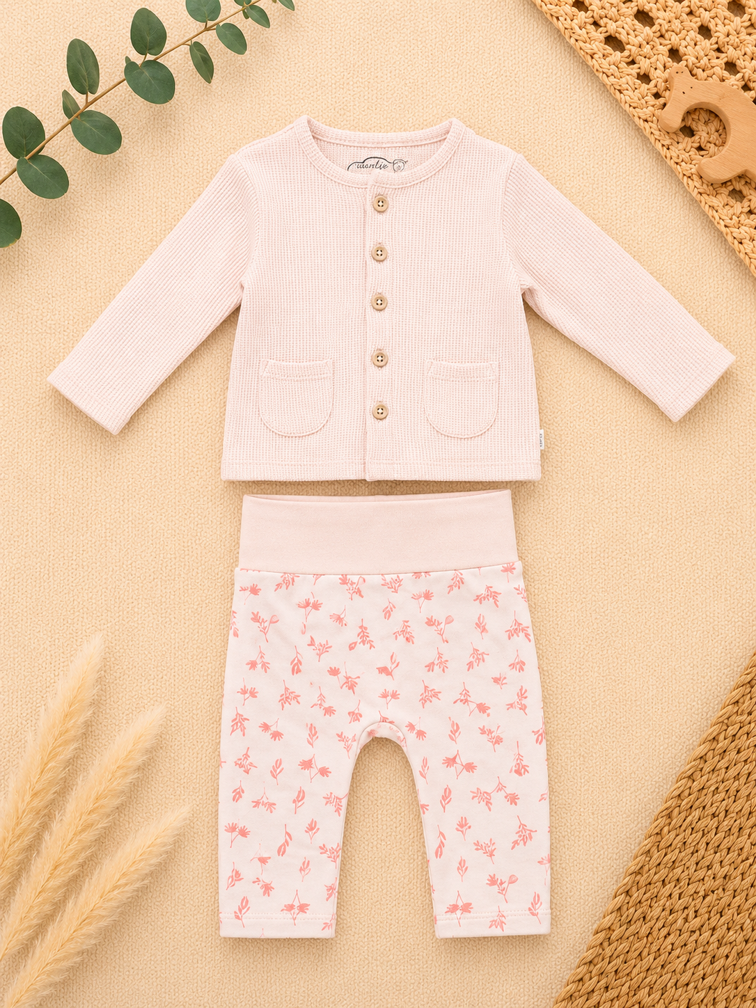 Baby Strick Set Rosa