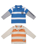 Langarm-Poloshirt 2er Set Blau Orange