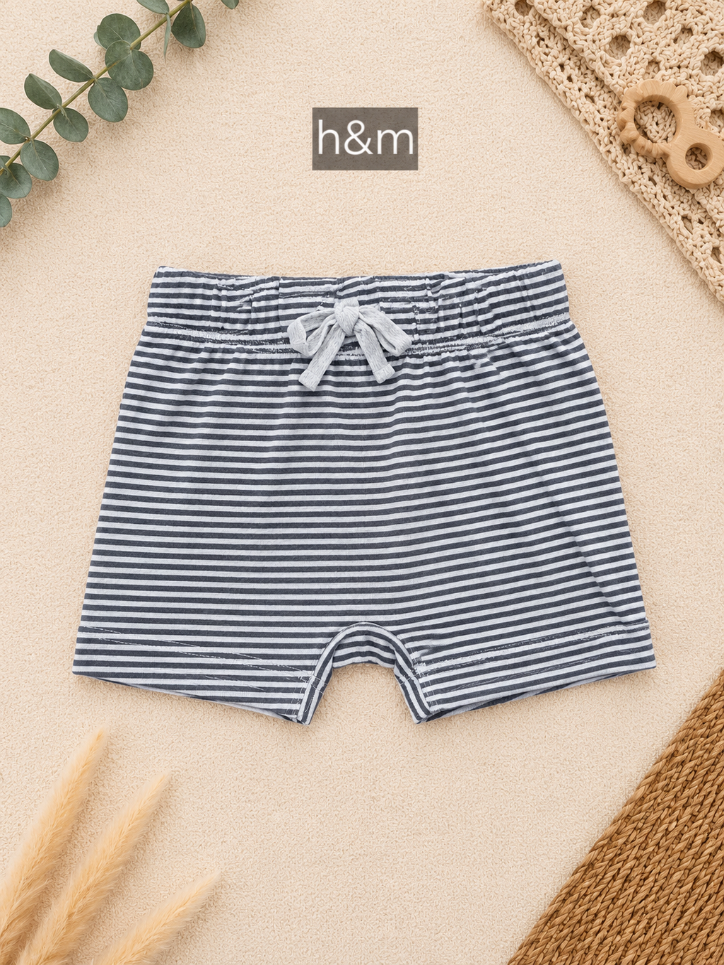 H&M Baby Shorts Gestreift Blau-Grau