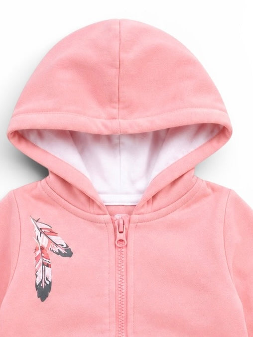 Kapuzenjacke Rosa Federmotiv