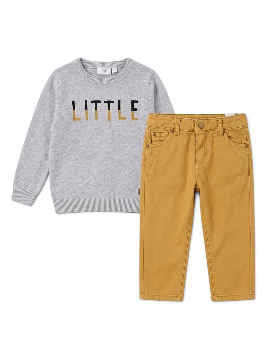 Set Pullover & Hose Senfgelb