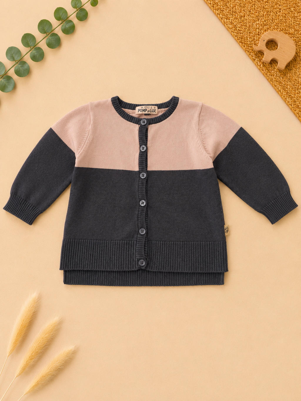 Strickjacke Schwarz-Beige