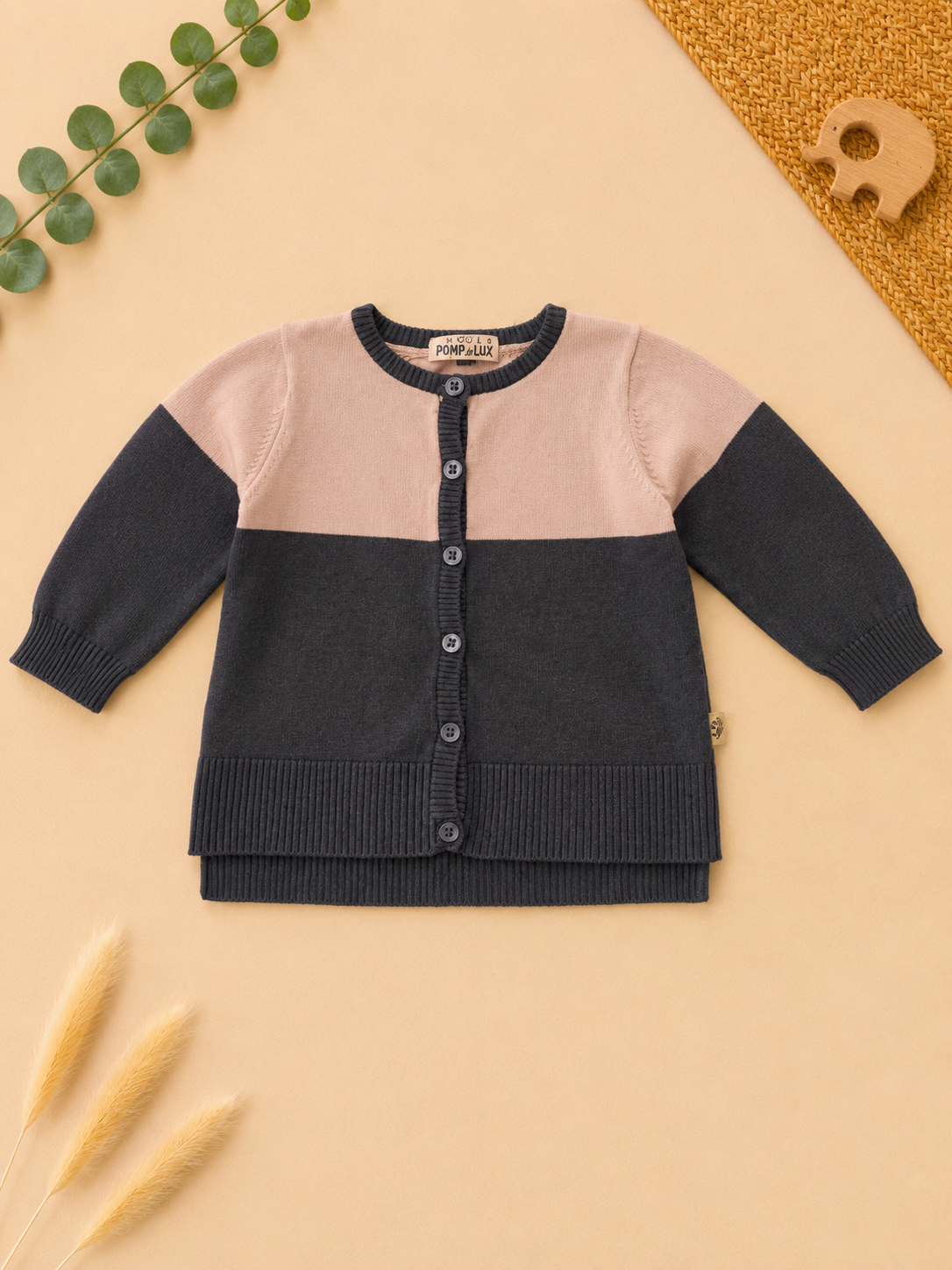 Strickjacke Schwarz-Beige