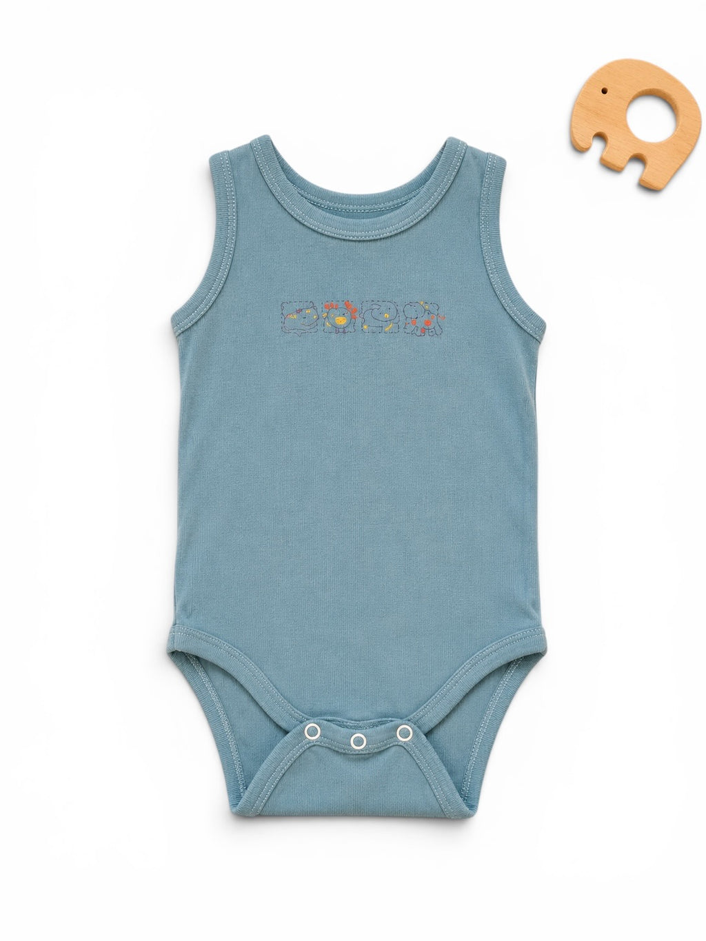 Ärmelloser Body Blau mit Tiermotiv