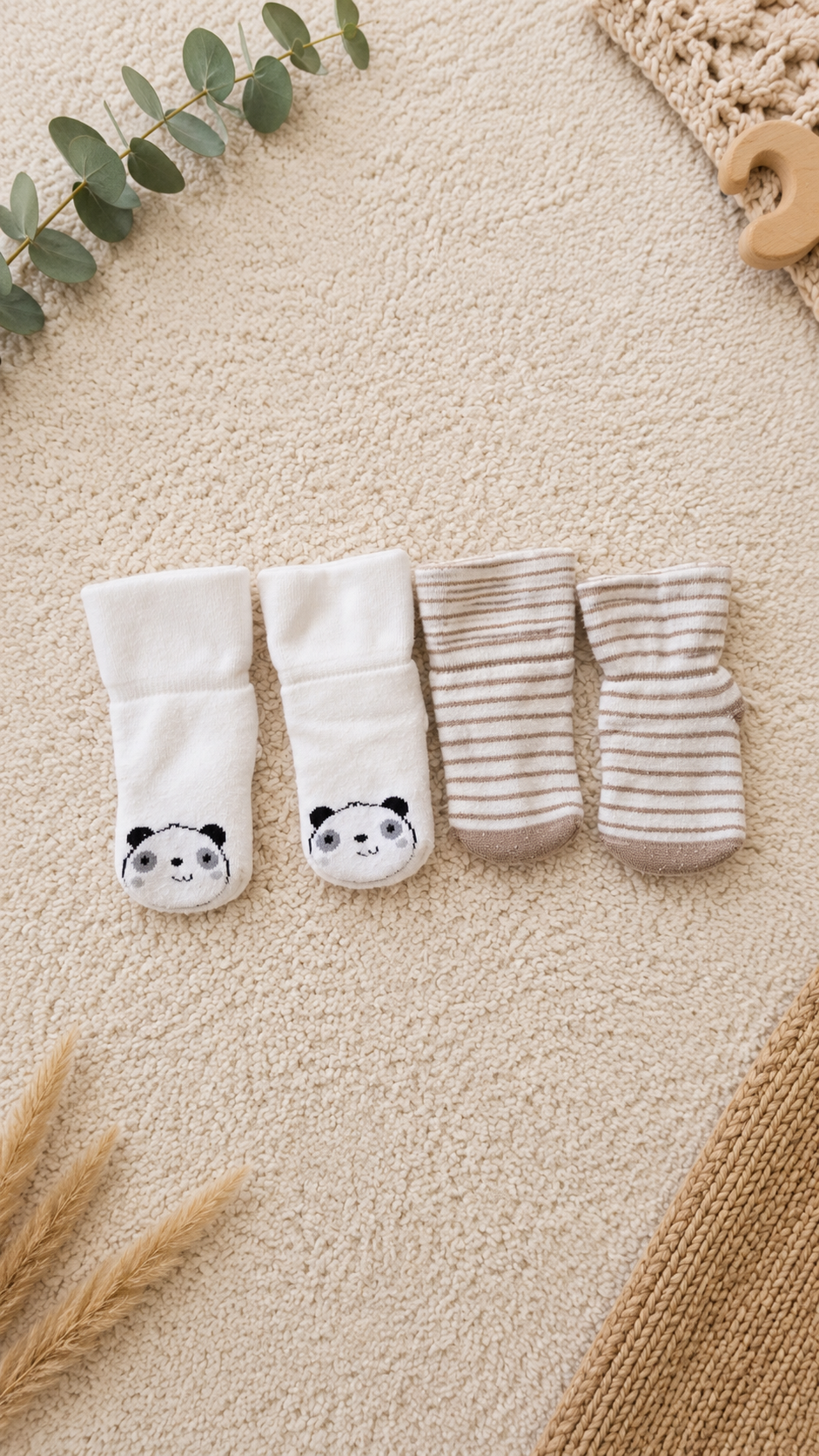 Süßes 2er-Set Babysöckchen in neutralen Naturtönen