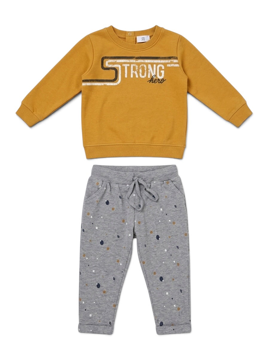 Sweatshirt-Set Senfgelb Grau