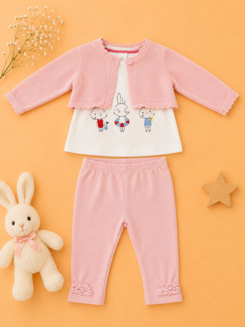 Set Cardigan & Hose Rosa