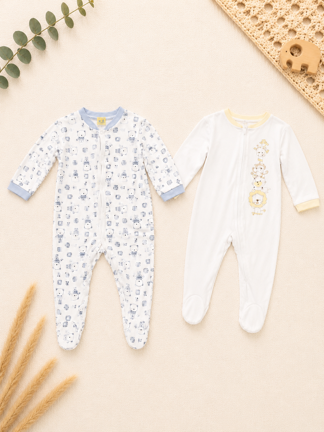 Baby Schlafanzug Set mit Tiermotiven