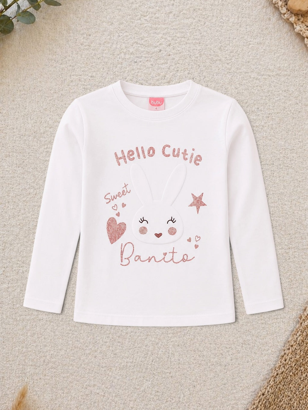 Langarmshirt „Hello Cutie“ Weiss