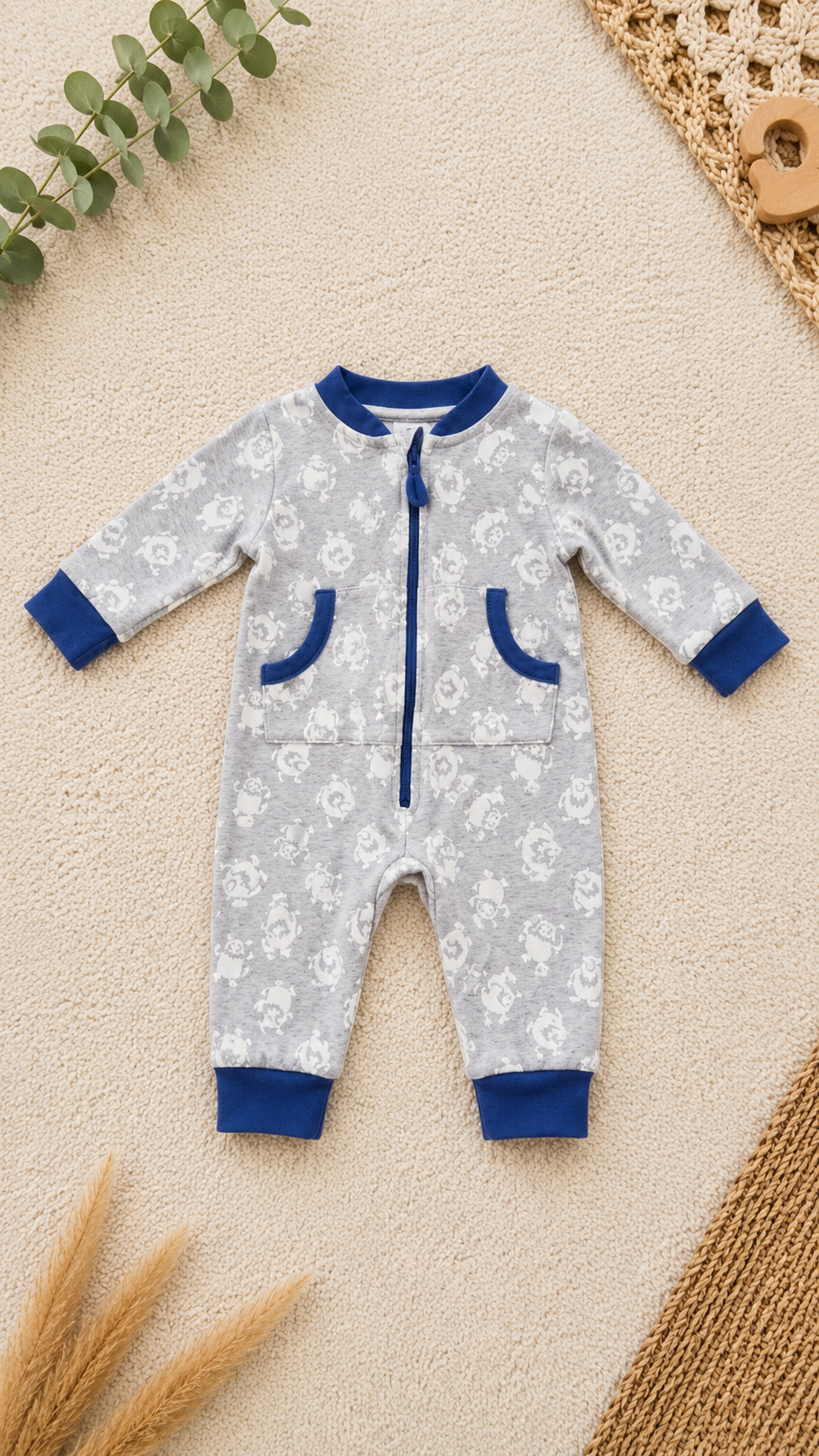 Süßer Babyoverall mit Löwenmuster