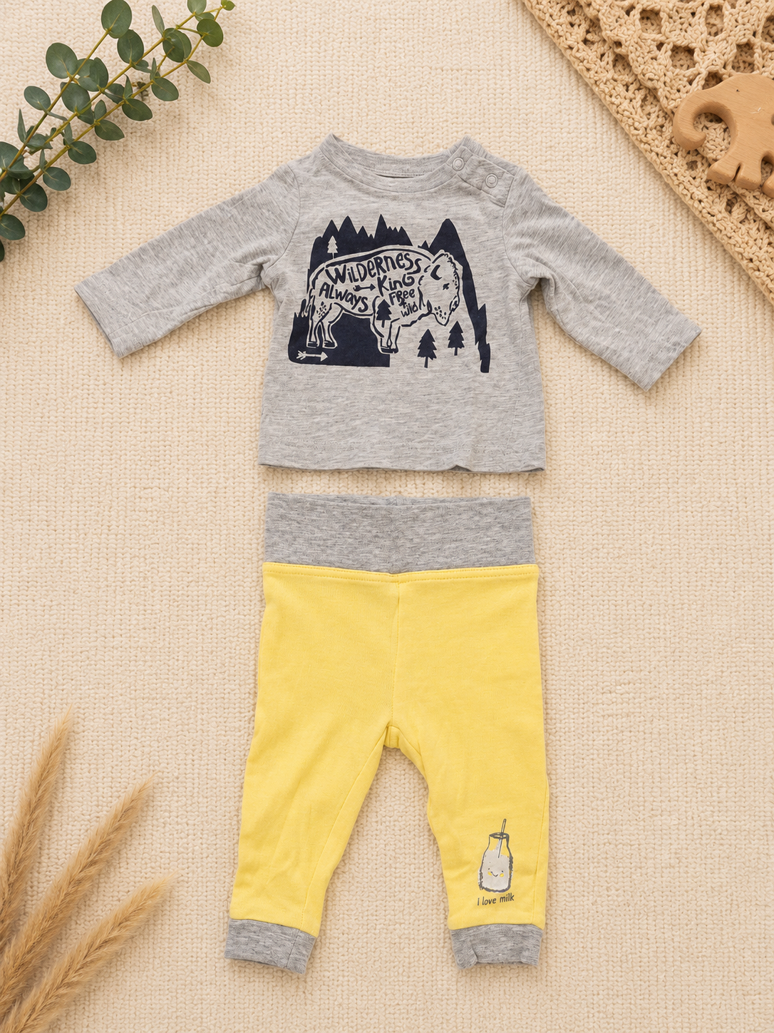 Baby Set Wilderness Grau-Gelb C&A
