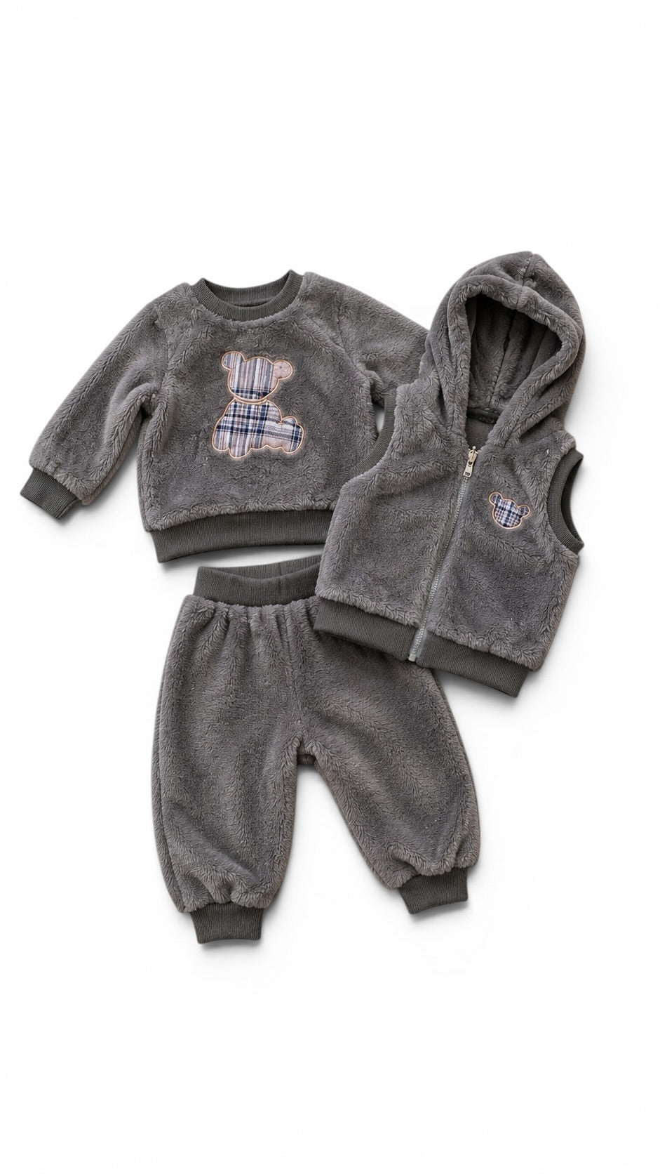 Kuscheliges 3-teiliges Babyset in Grau