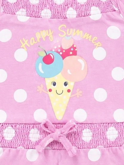 Sommer Strampler Rosa Punkte