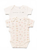 2er-Set Kurzarmbodys in Creme mit Tiermotiven