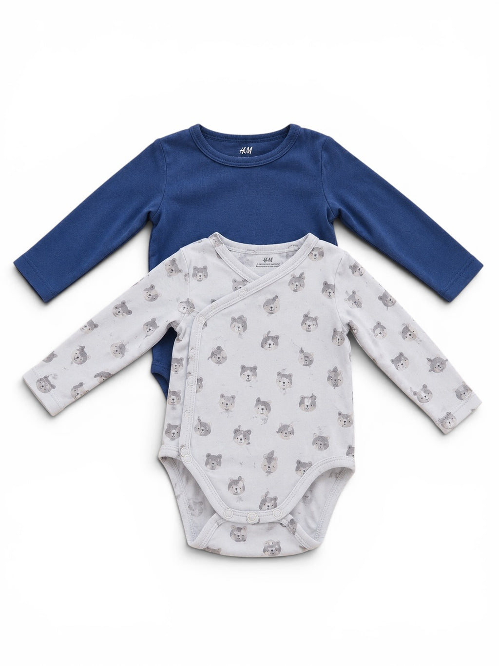 H&M Baby-Wickelbodys 2er-Set Blau & Bären