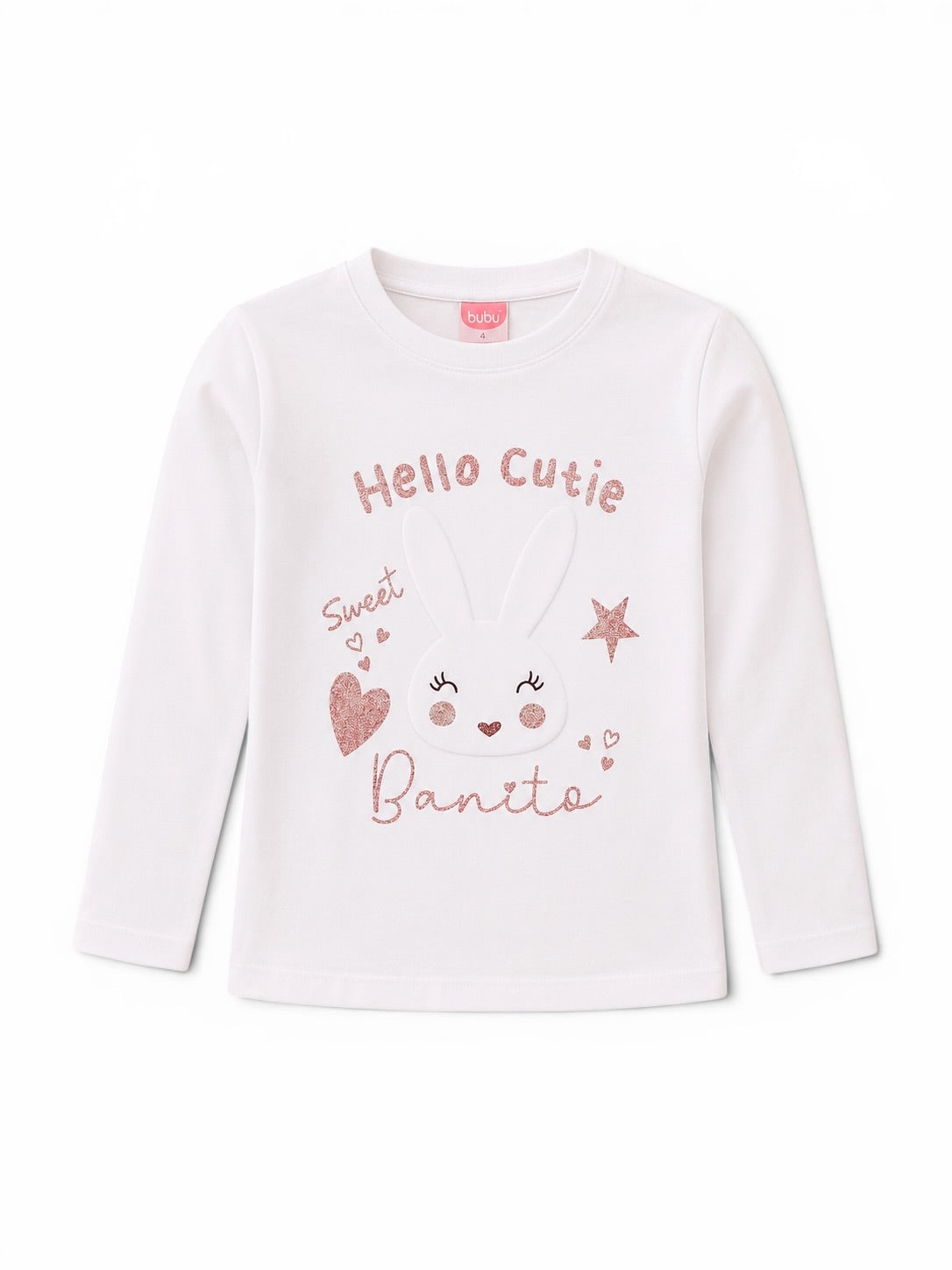 Langarmshirt „Hello Cutie“ Weiss