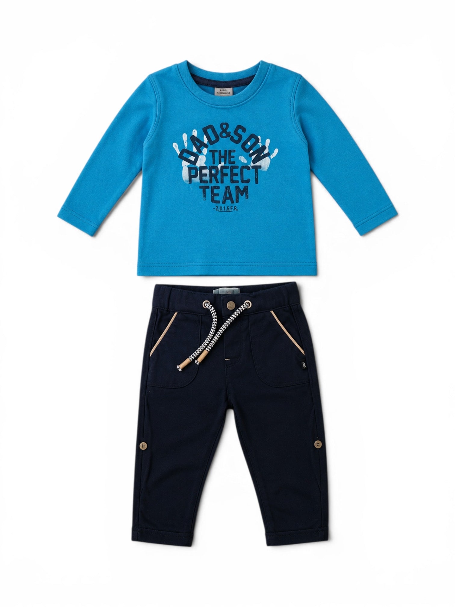 2-teiliges Set "Dad & Son The Perfect Team" Sweatshirt & Navy Hose s. Oliver / Obaïbi