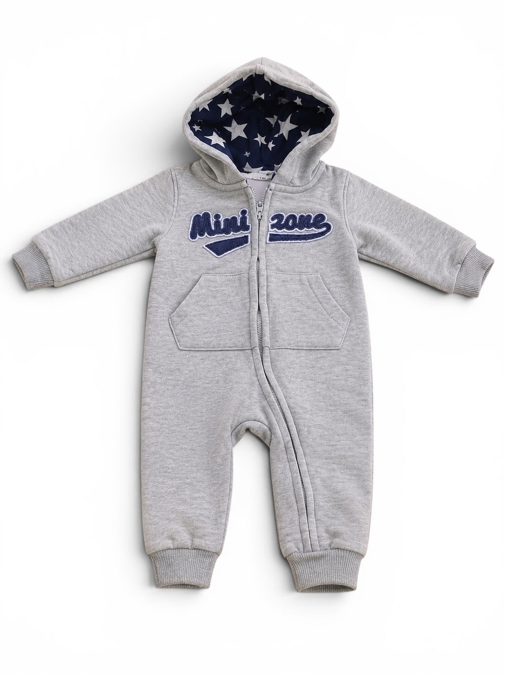Mini Zone Baby-Overall Grau Meliert mit Kapuze