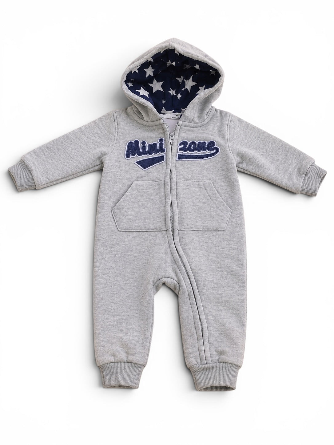 Mini Zone Baby-Overall Grau Meliert mit Kapuze