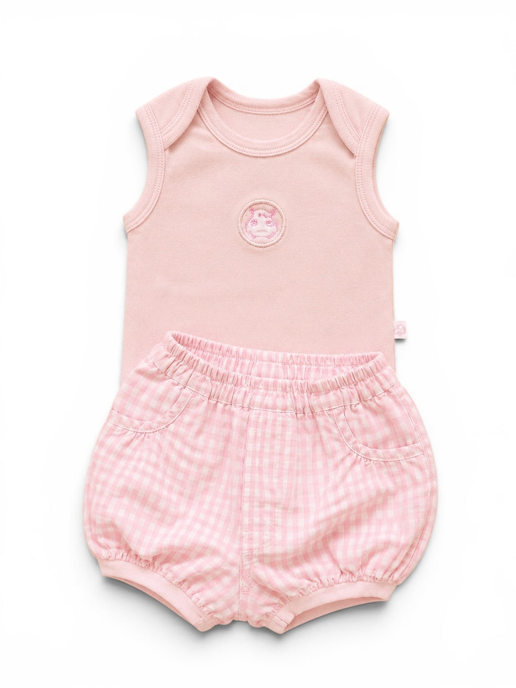 Rosa 2-teiliges Set mit Body und Bloomer