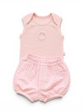 Rosa 2-teiliges Set mit Body und Bloomer
