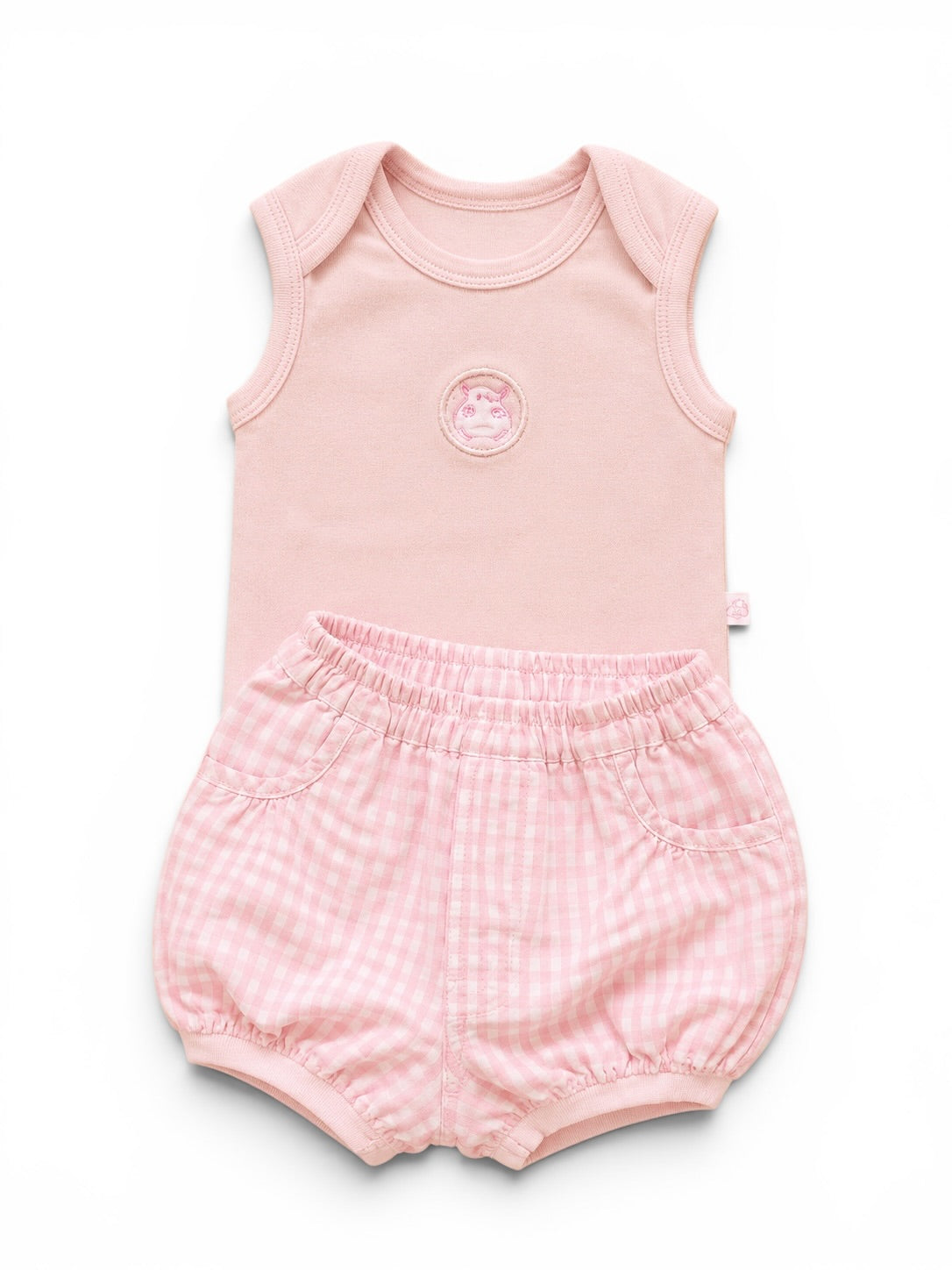 Rosa 2-teiliges Set mit Body und Bloomer