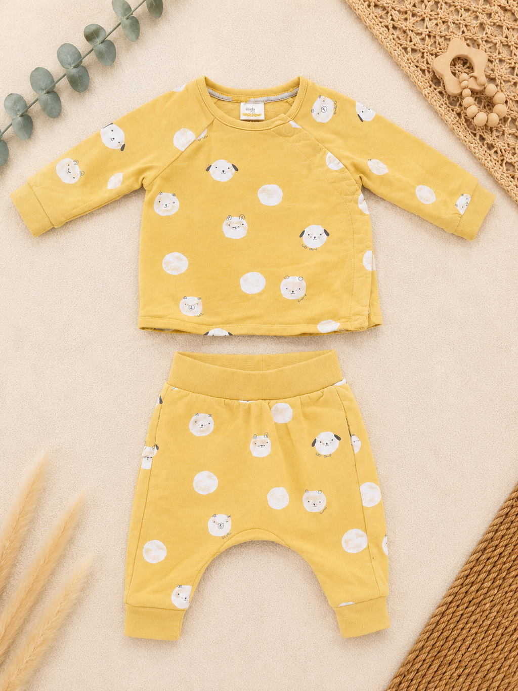 Baby-Set Gelb Tiere 2-teilig