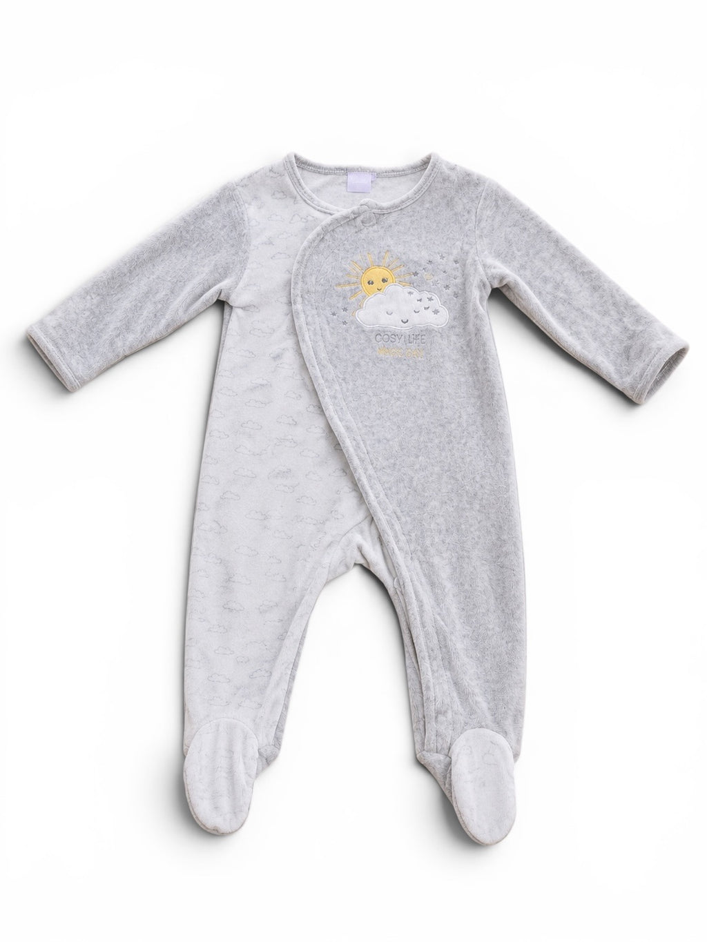 Cosy Life Baby-Strampler Grau Wolkenmotiv