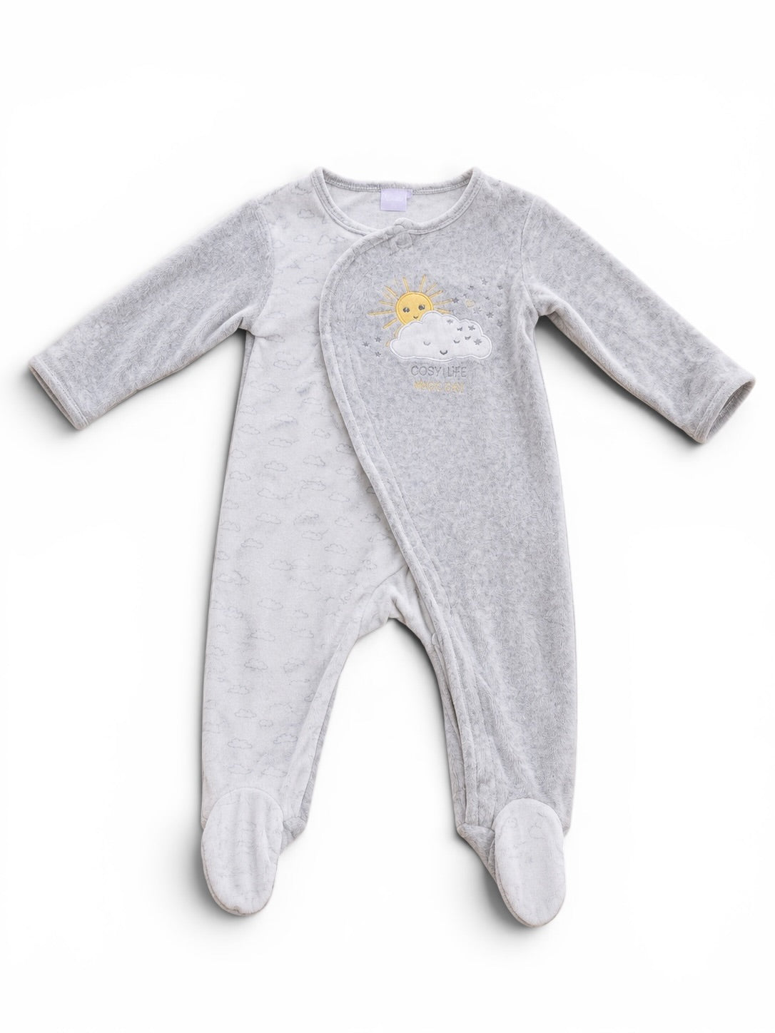 Cosy Life Baby-Strampler Grau Wolkenmotiv