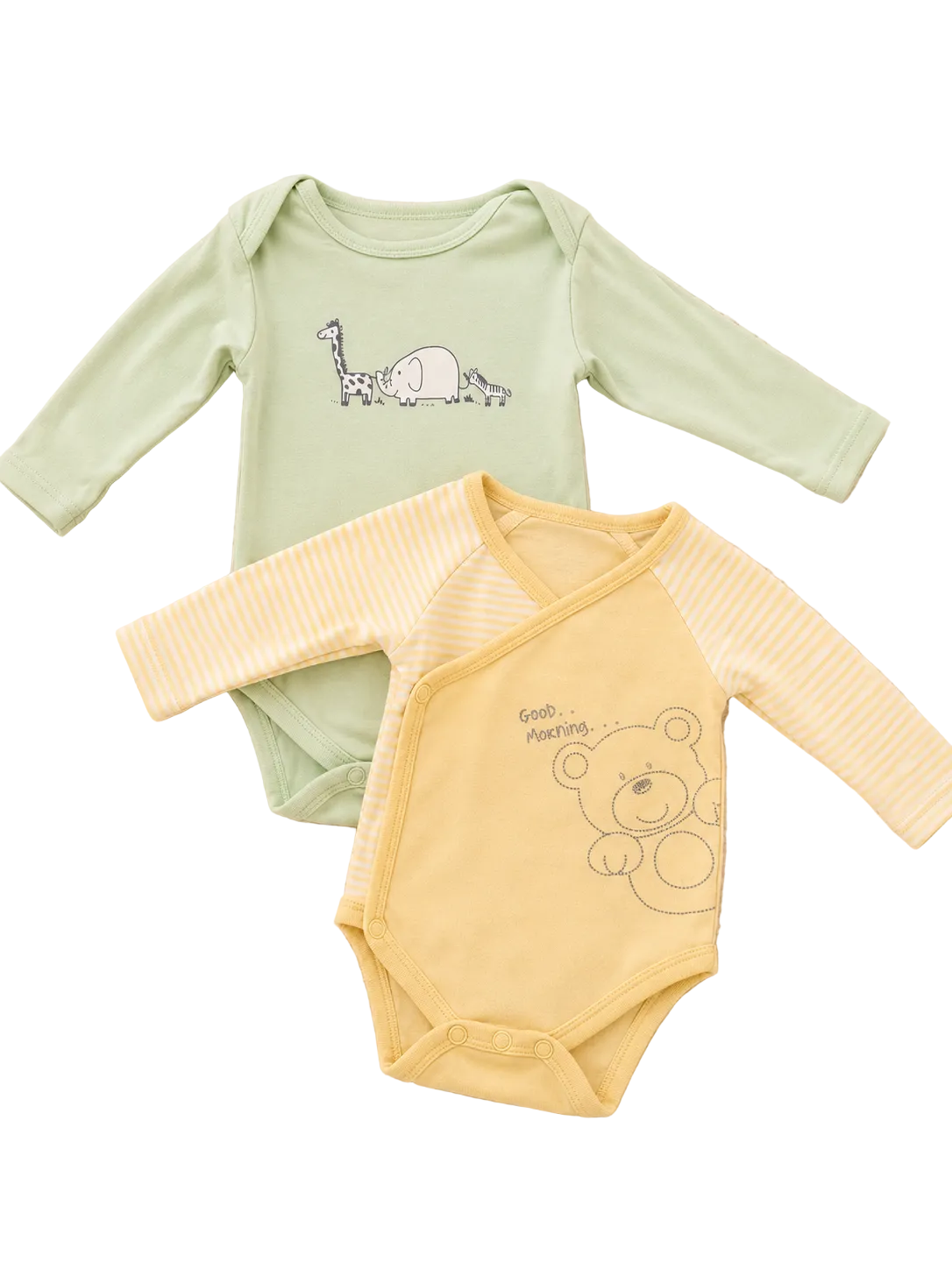 Baby Body 2er-Set Gelb & Grün mit Tiermotiven – Unbekannt
